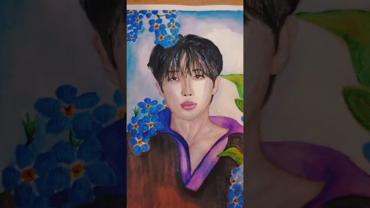 BTS RM Watercolor & Acrylic Drawing | Kim Namjoon Full Drawing