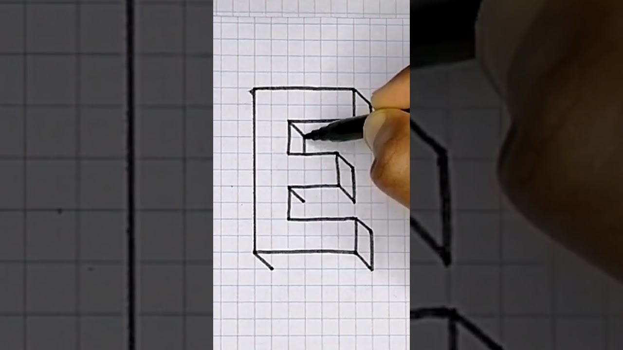 HOW TO DRAW 3D LETTER E | letter 3D E #3dletters #E #shorts