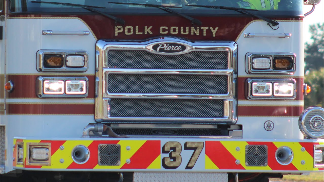 Polk County Fire Rescue Ladder 42 and Rescue 42 Responding  