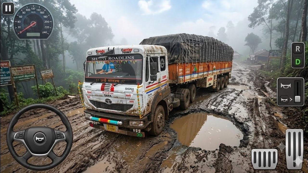 🔥 Damaged Mud Off-Road Map | Tata Signa 5530 Indian Trailer Truck Heavy Load Challenge! 😱 | BUSSID