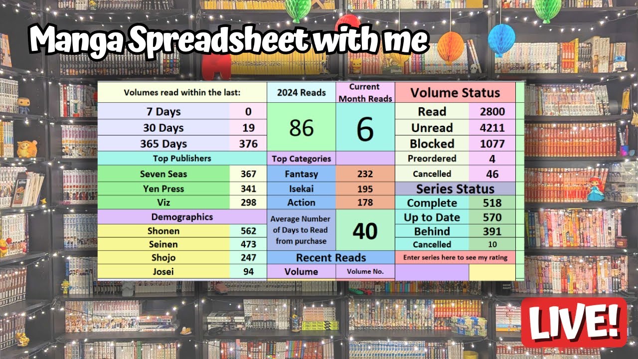 How to make a Manga Tracker Spreadsheet | LIVE