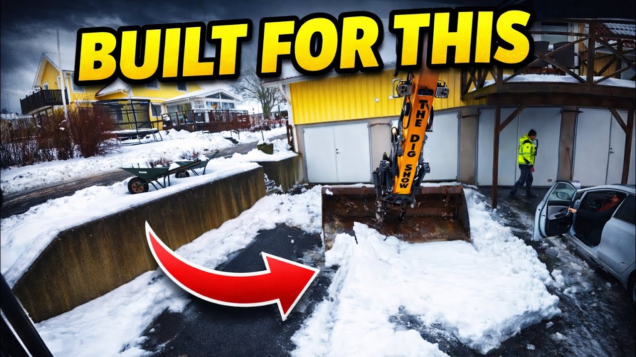 Heavy Equipment Operator Clearing Snow in a Confined Yard