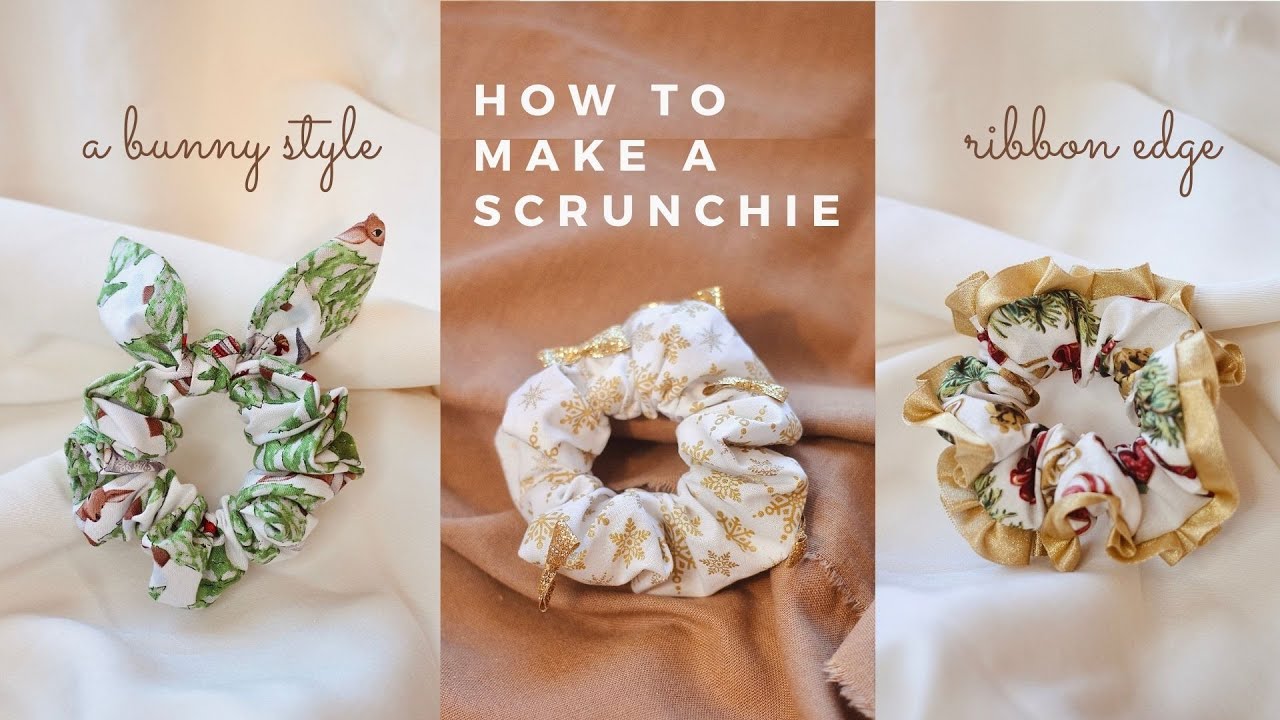 DIY Scrunchies | 3 Styles - 3 Easy Ways | Glitter Bow - Bunny - Ribbon | Xmas gift ideas | Tutorial