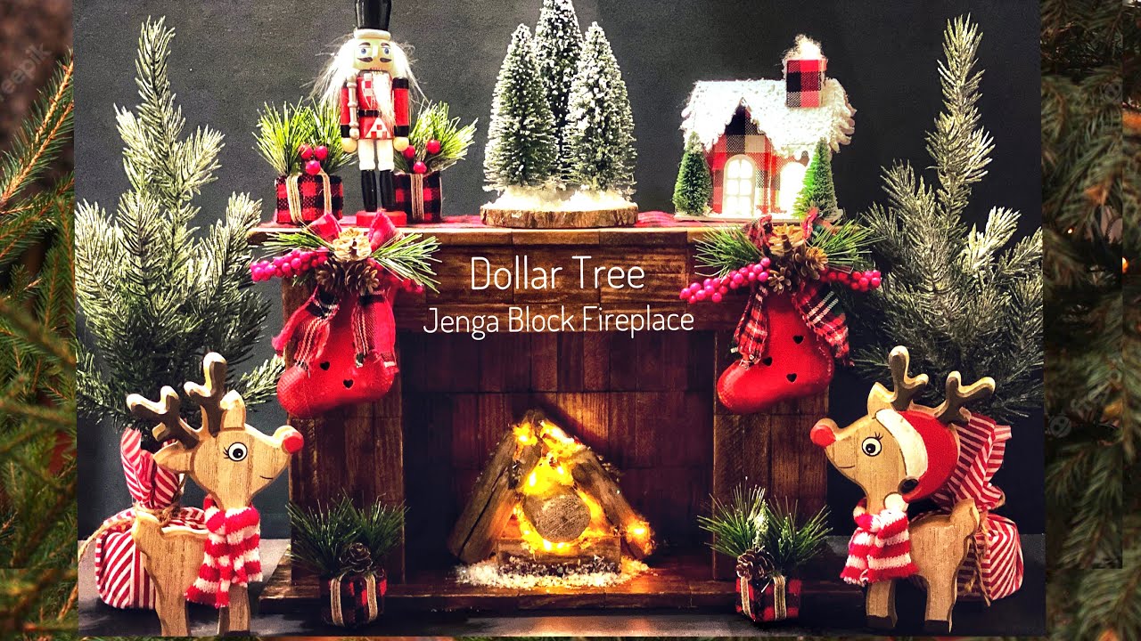 Dollar Tree🌲Jenga Block 🔥 Fireplace