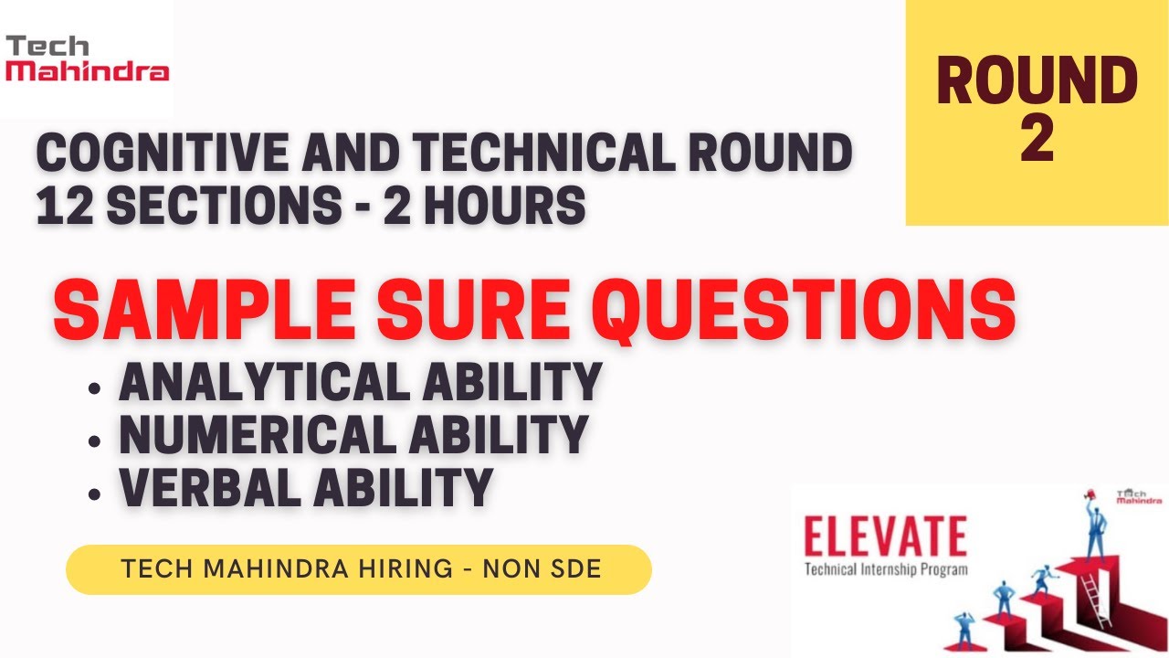 TECH MAHINDRA - Round 2|Cognitive Test - Questions + Answers - MUST DO (VERBAL, NUMERICAL,REASONING)