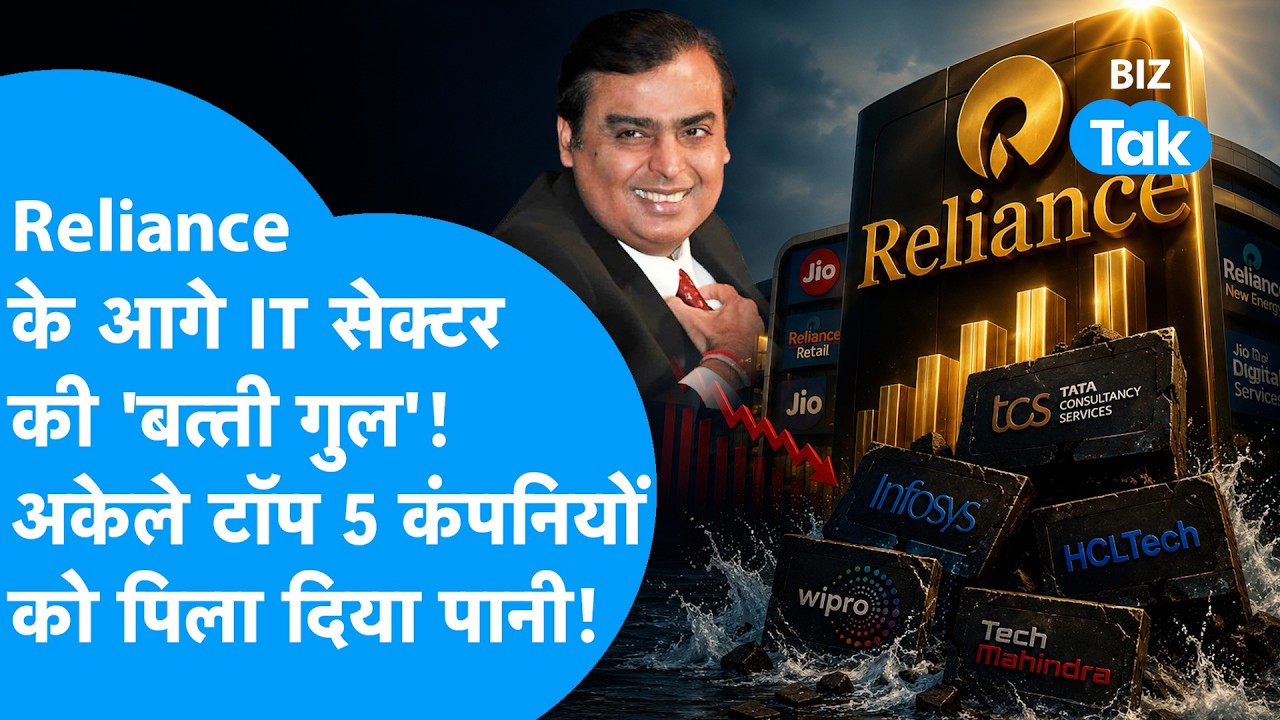 Reliance के आगे IT Sector की 'बत्ती गुल'? टॉप-5 कंपनियों पर अकेले भारी ! Biz Tak | Market Cap | TCS