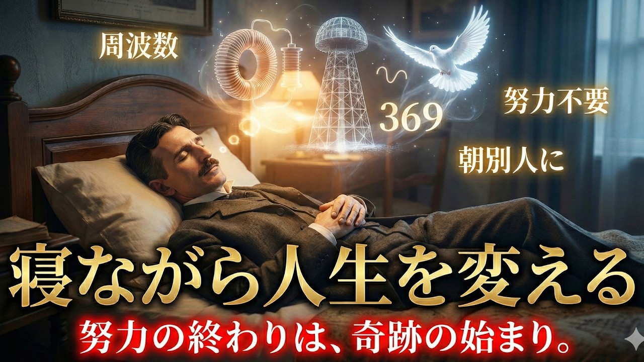 【※寝ながら聞くだけ】孤独で眠れない夜に寄り添います。369の法則が解き放つ奇跡のエネルギー。テスラの考え方で寝ながら人生を劇変させる。【ニコラ・テスラ】成功哲学/聞き流し/睡眠/波動/宇宙/癒やし