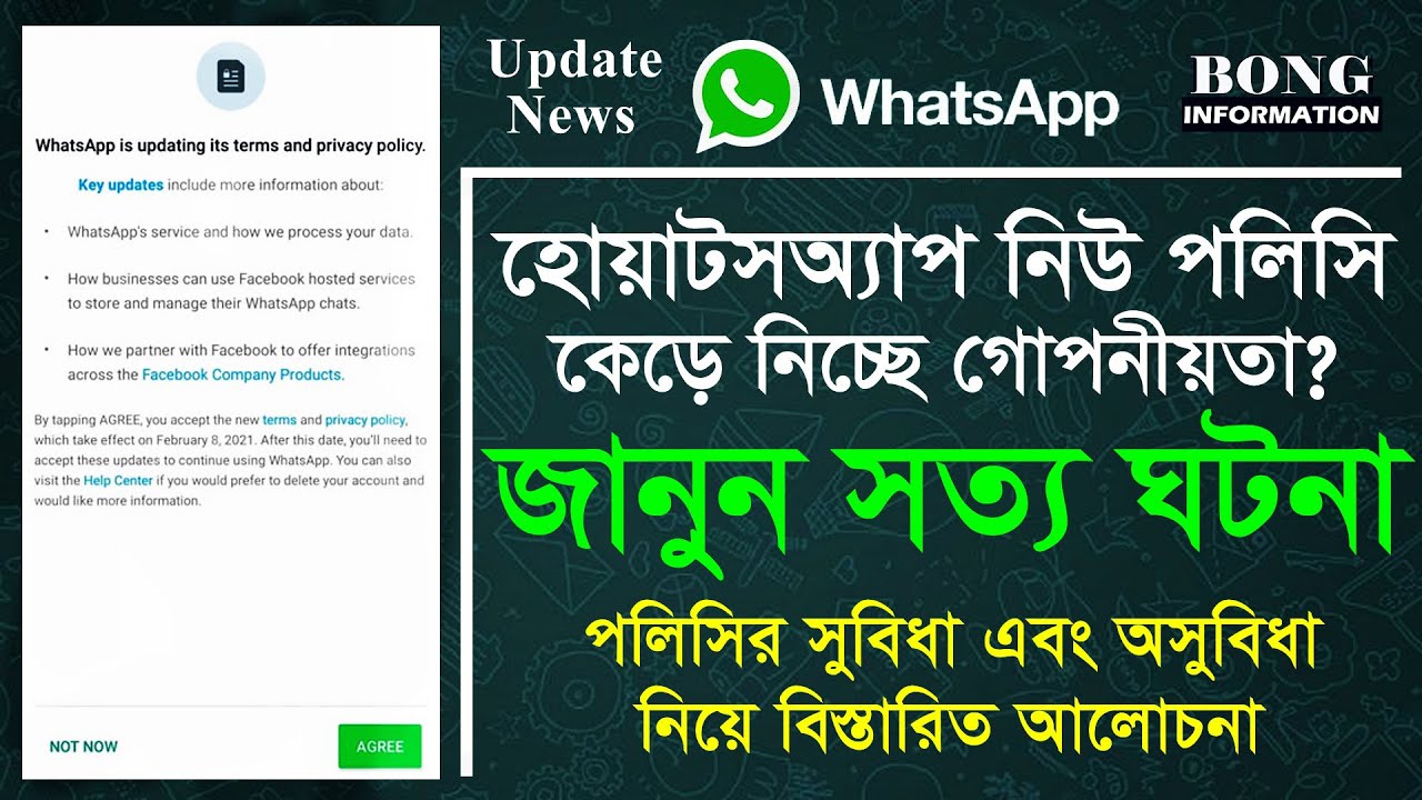 হোয়াটসঅ্যাপ না গোপনীয়তা? কাকে বেছে নেবেন? | WhatsApp New Privacy Policy Update | Explain in Bengali