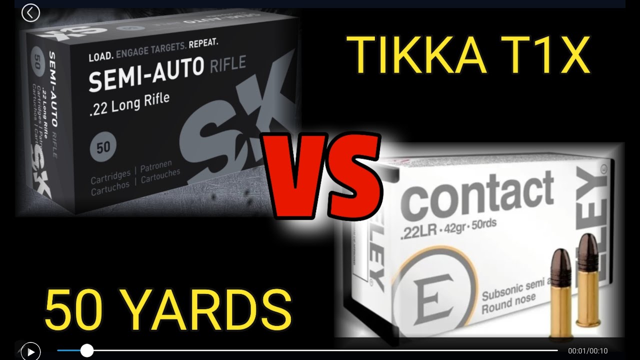 Eley Contact за 5 долларов против SK Semi Auto за 7 долларов, 50 ярдов с Tikka T1X