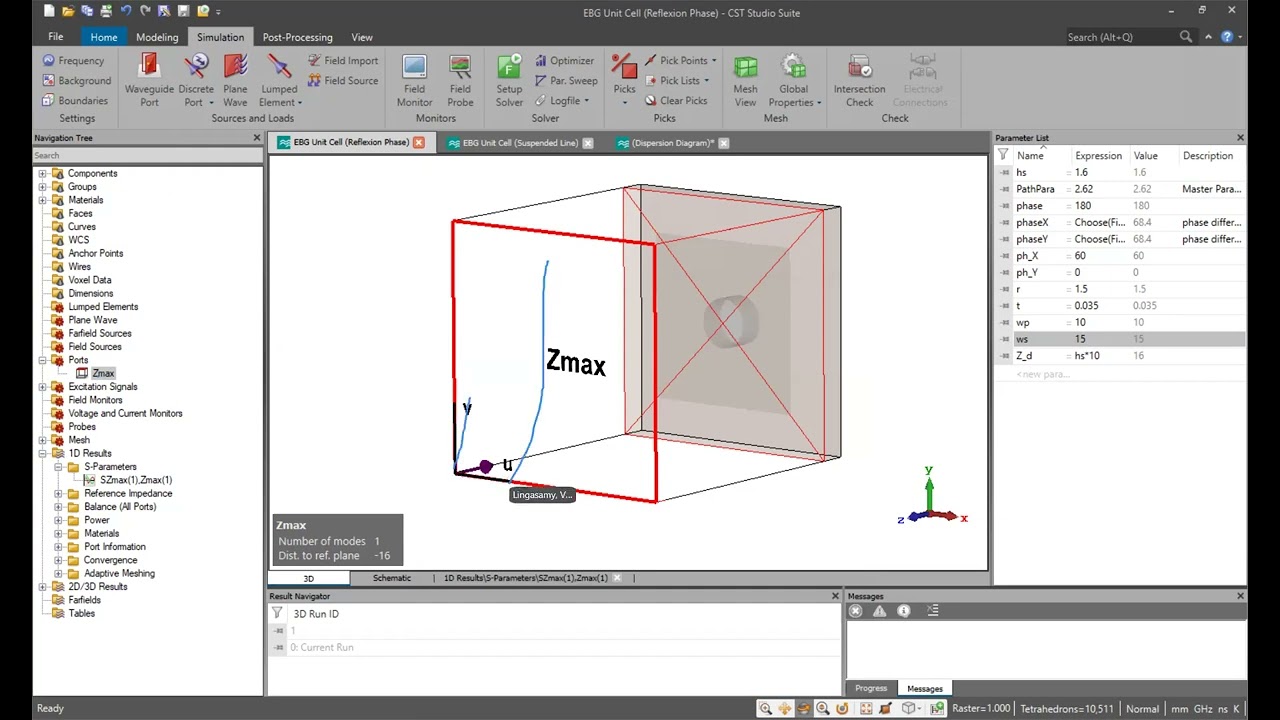 Boundary condition of EBG Unit cell and Drawing dispersion diagram, periodic structure - CST MW stud