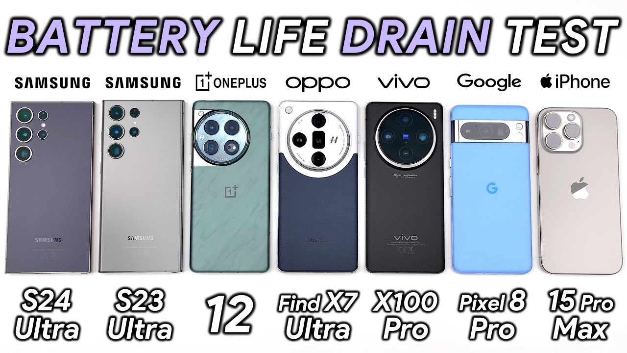 Тест на разрядку аккумулятора Samsung S24 Ultra против S23 Ultra / OnePlus / OPPO / Vivo / Pixel ...