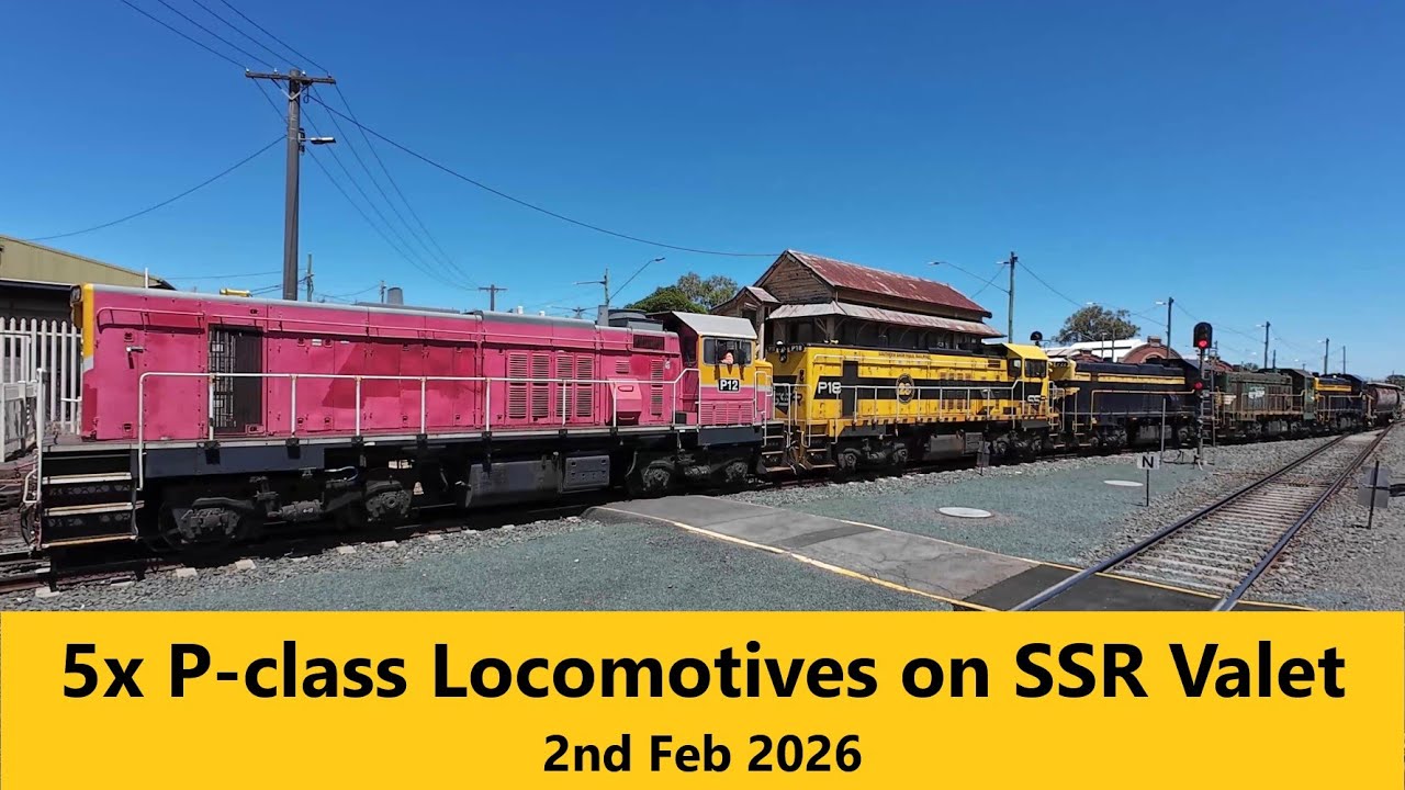 SSR 5x P-Class Loco Valet reverses into Bendigo Sidings - 2nd Feb 2026