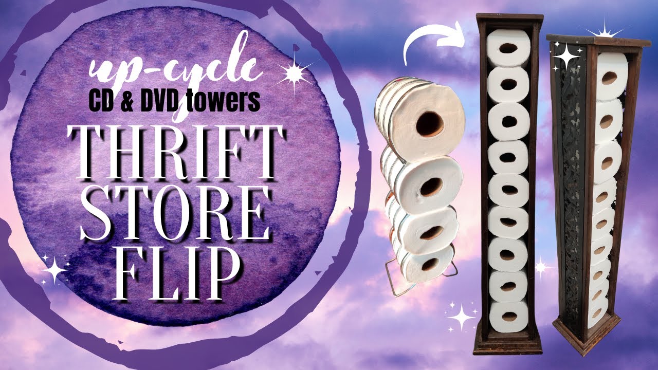 How to Repurpose CD and DVD Towers - Easy thrift flip upcycle