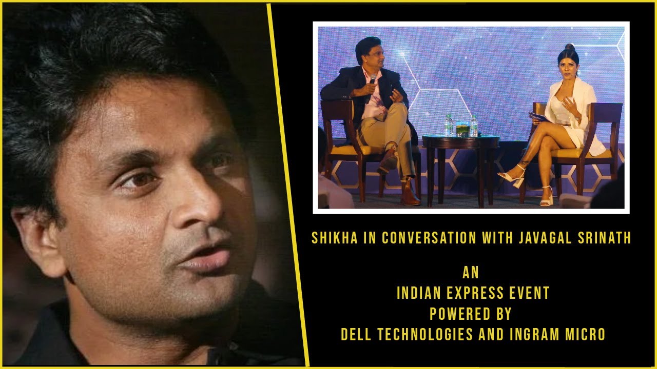 Javagal Srinath appreciates Shikha's line of research during an Indian Express event