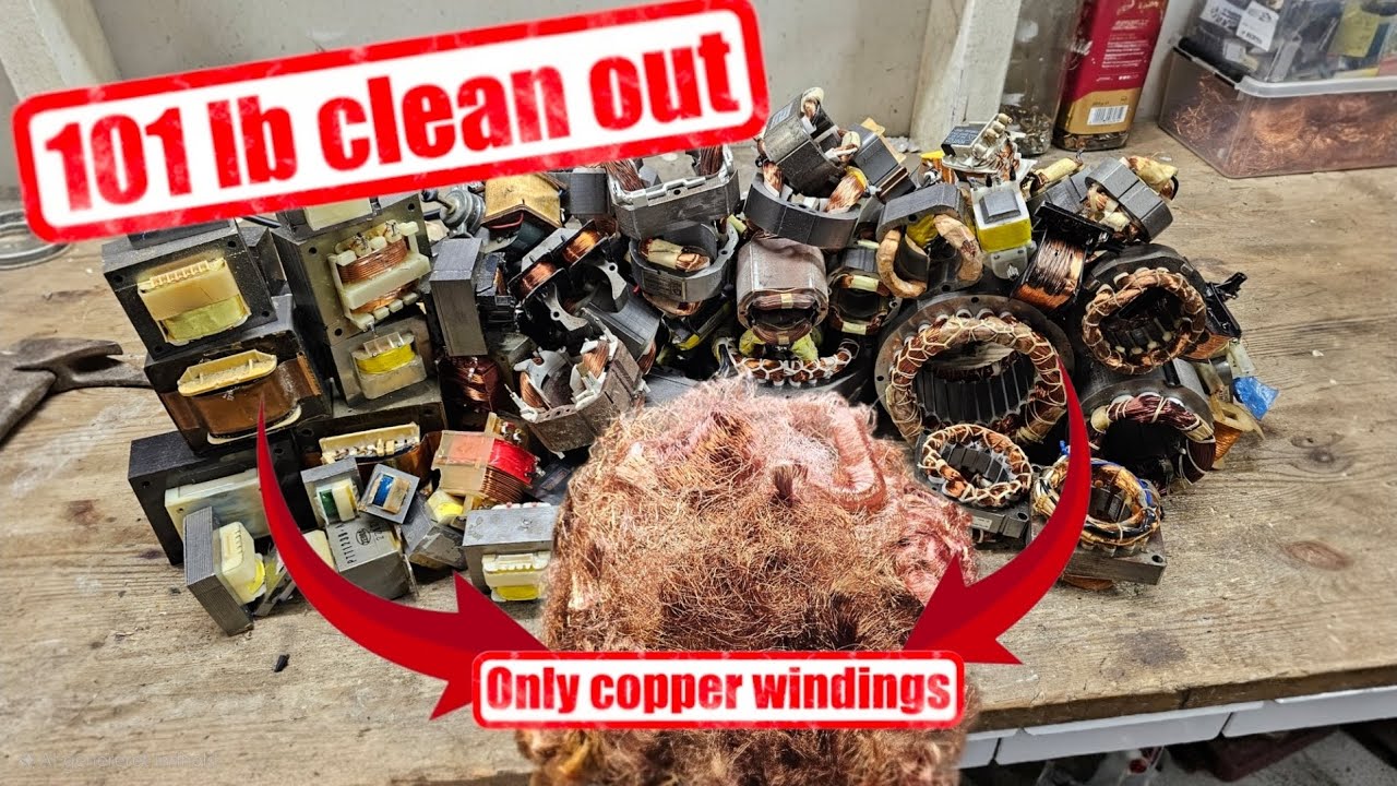 Scapping 101 lb of motors, stators and transformers - copper - making money