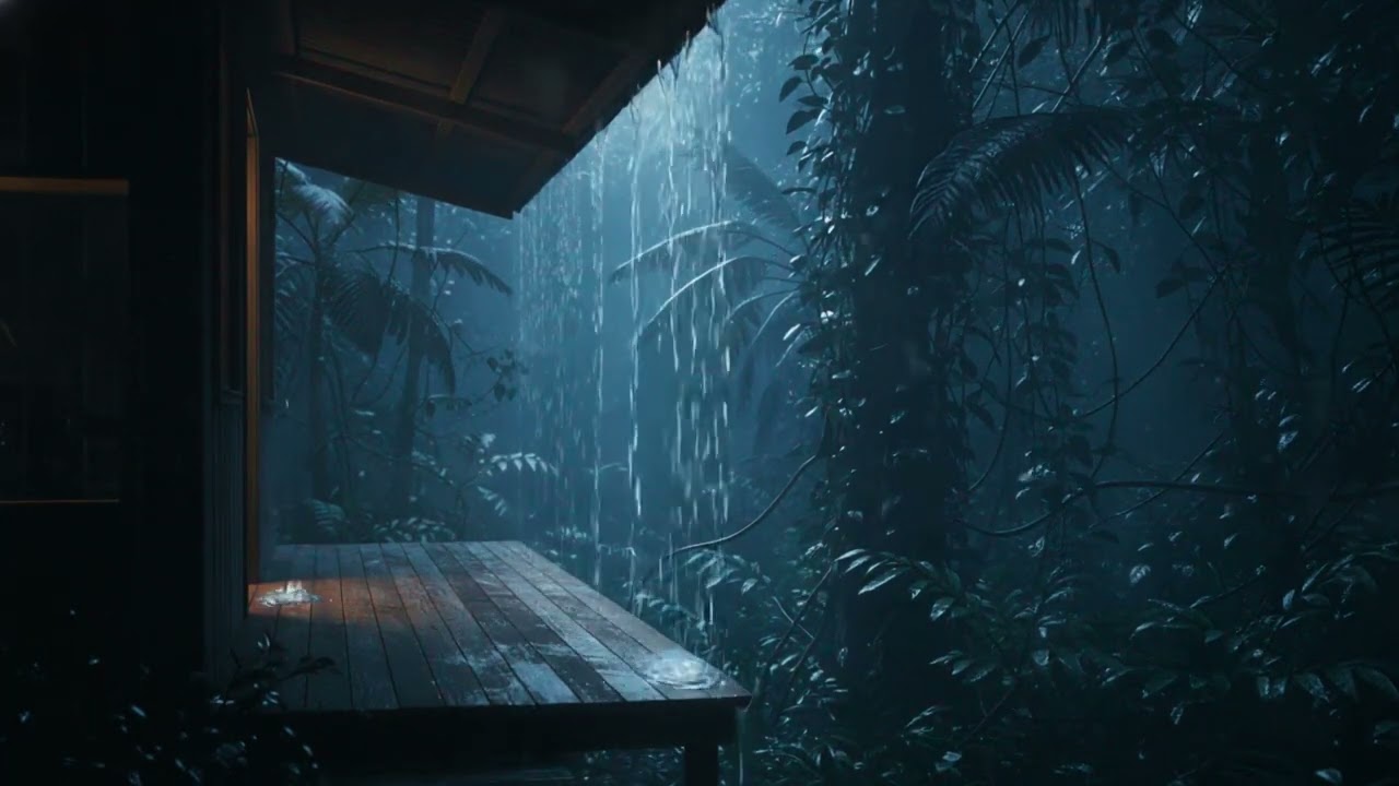 Forest Cabin Surrounded by Rainfall | Peaceful Rain Sounds for Sleep