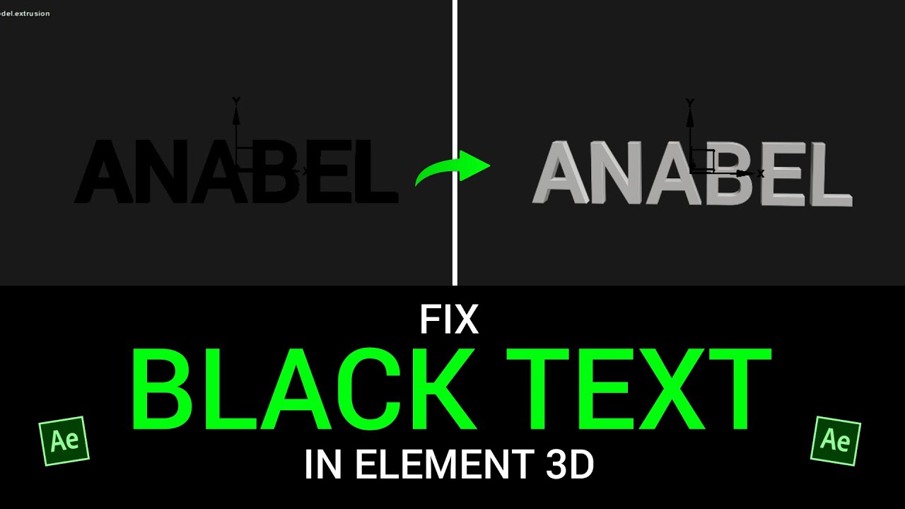 the best way to fix black text in ELEMENT 3D - after effects tutorial