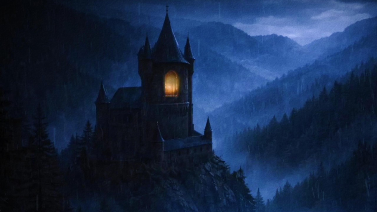 Medieval Castle in the Mountains 🌙 Winter Night Ambience