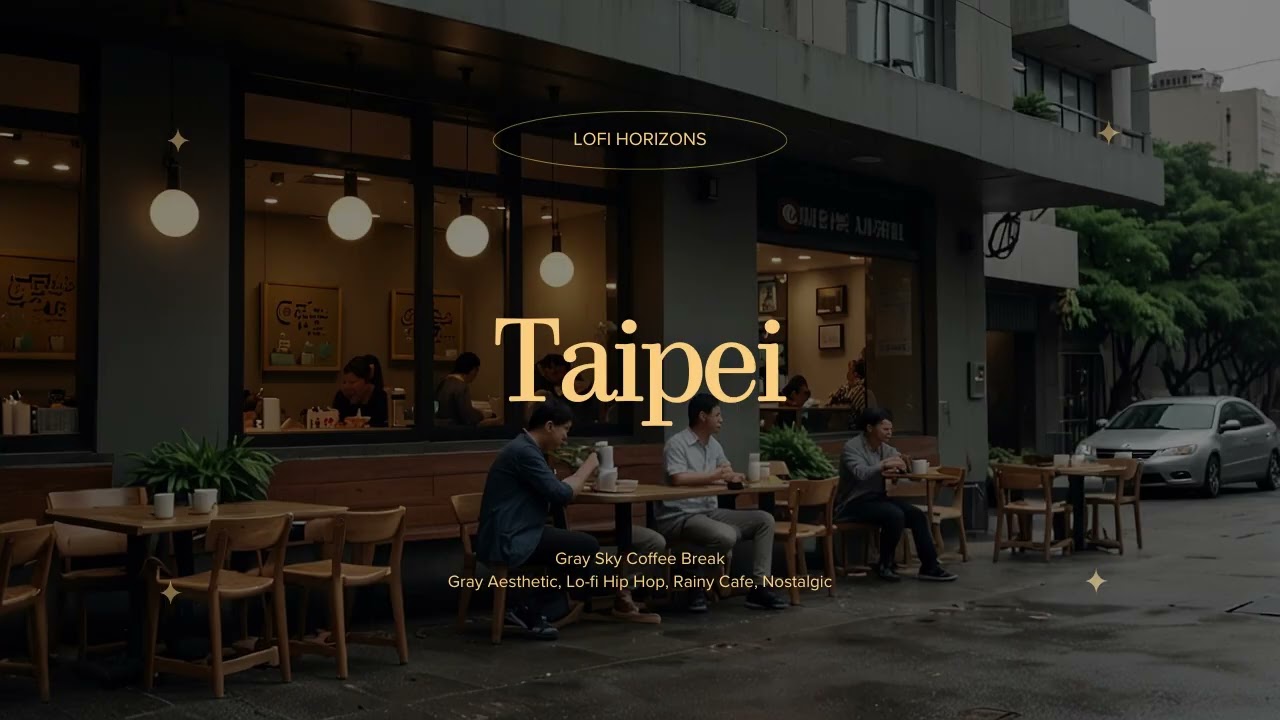 🏙️☕ [1hr] Taipei Gray Sky Coffee Break ☁️🍵 | Gray Aesthetic, Lo-fi Hip Hop, Rainy Cafe, Nostalgic
