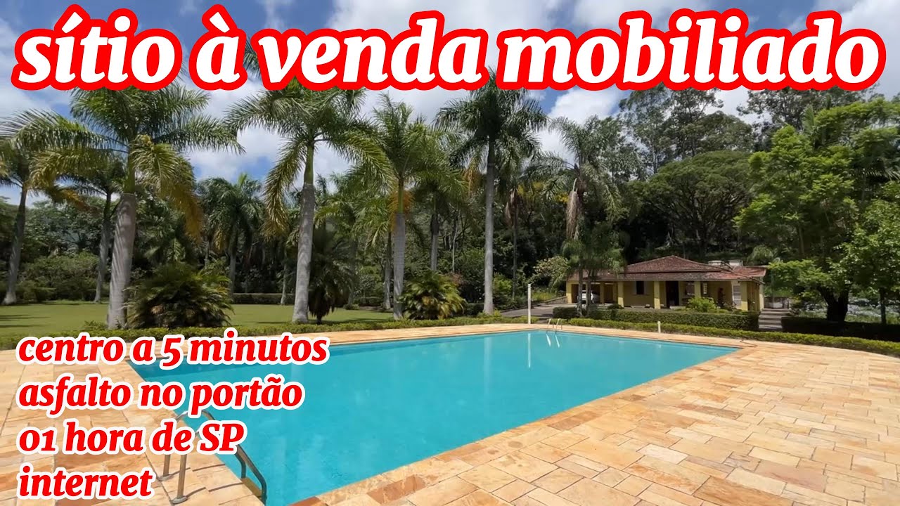 88 - SÍTIO À VENDA MOBILIADO CENTRO A 5 MINUTOS ASFALTO NO PORTÃO 01 HORA DE SP COM LAGO