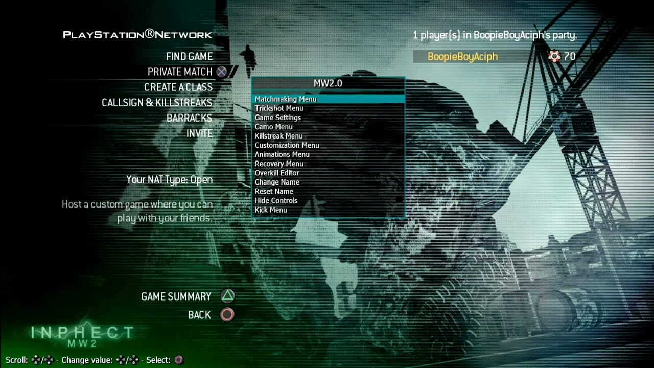 MW2.0 Inphect Package Unsetup Menu (PS3 Only)