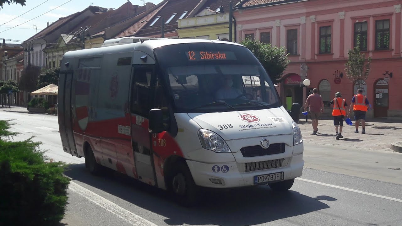 MHD Pre&scaron;ov: Jazda s Iveco First FCLLI #388 na linke 12 na trase: Sib&iacute;rska - D&uacute;bravsk&aacute; - S&iacute;dlisko III