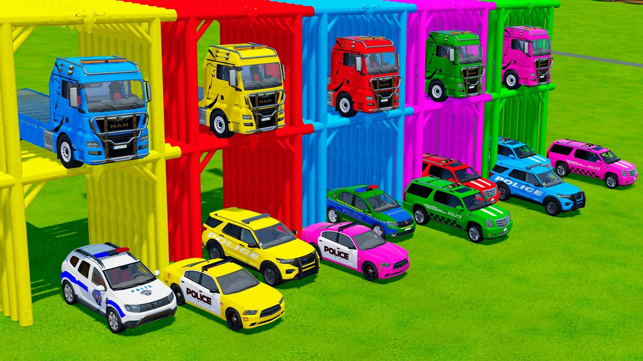 TRANSPORTING ALL POLICE CARS and AMBULANCE EMERGENCY VEHICLES WITH MERCEDES POLICE TRUCKS ! FS22 #6