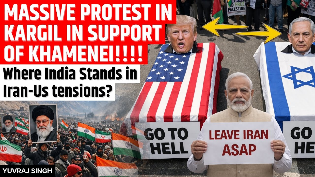 Coffins of Trump & Netanyahu SHOCK West | Pro-Khamenei protest in Kargil sends message to US Israel!