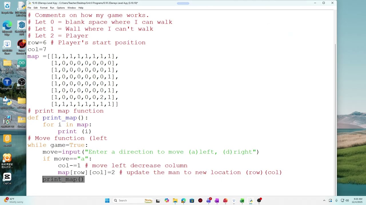 0.10 2D arrays GAME - Cambridge AS Level Computer Science 9618 (Topic 3.1)