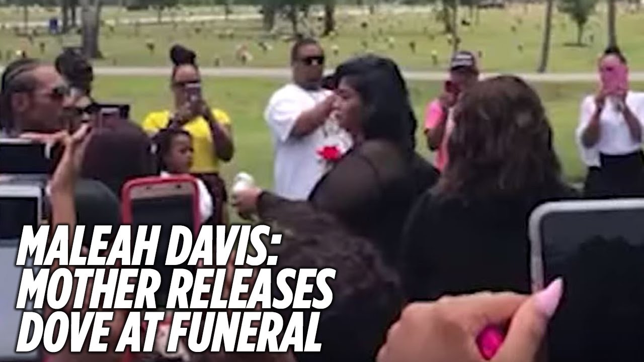 Maleah Davis' mother releases a single dove at burial site