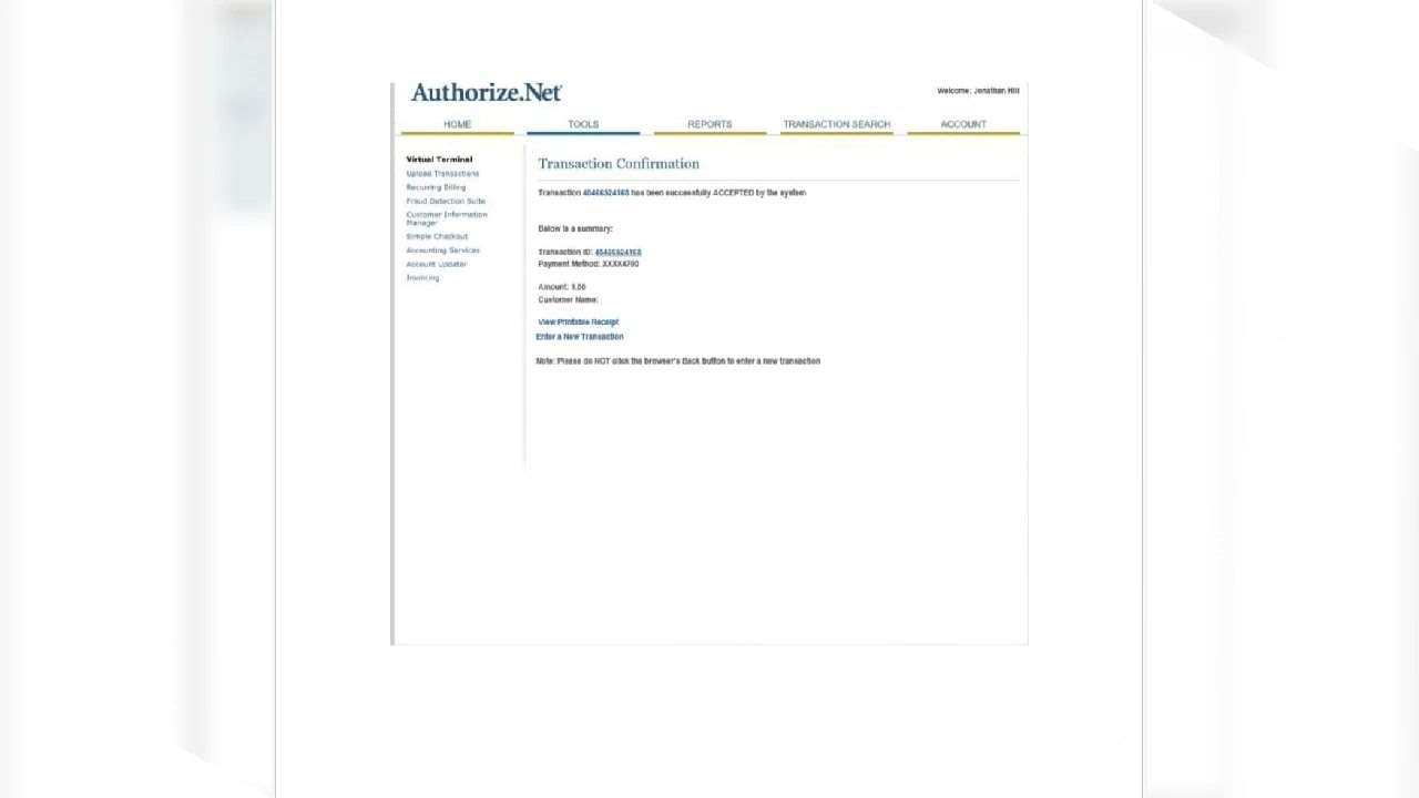Authorise.net Receiver Contact to me I will load Authcode code