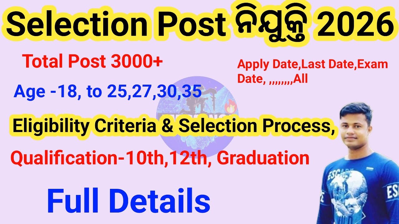  Selection Post Recruitment 2026 , Eligibility Criteria, Selection Process Full Details FMManoj 