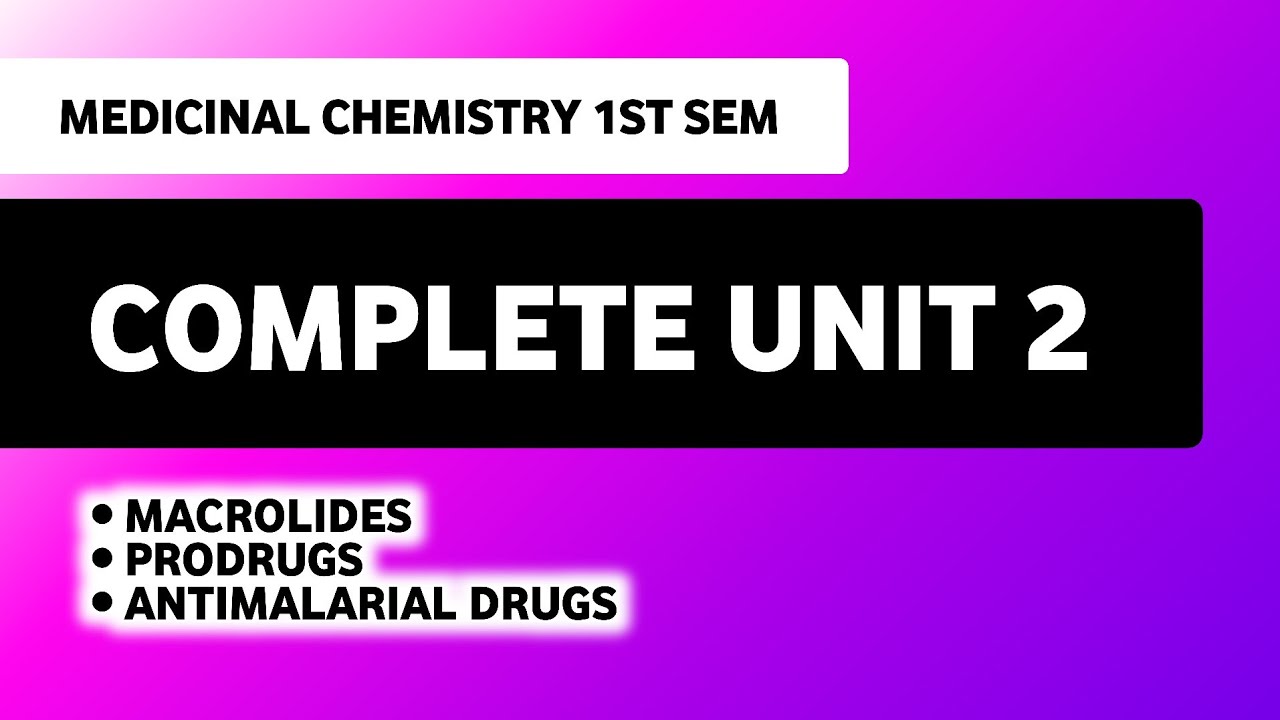 Macrolides | Prodrugs | Antimalarials | Unit 2 Medicinal Chemistry 6th Semester 