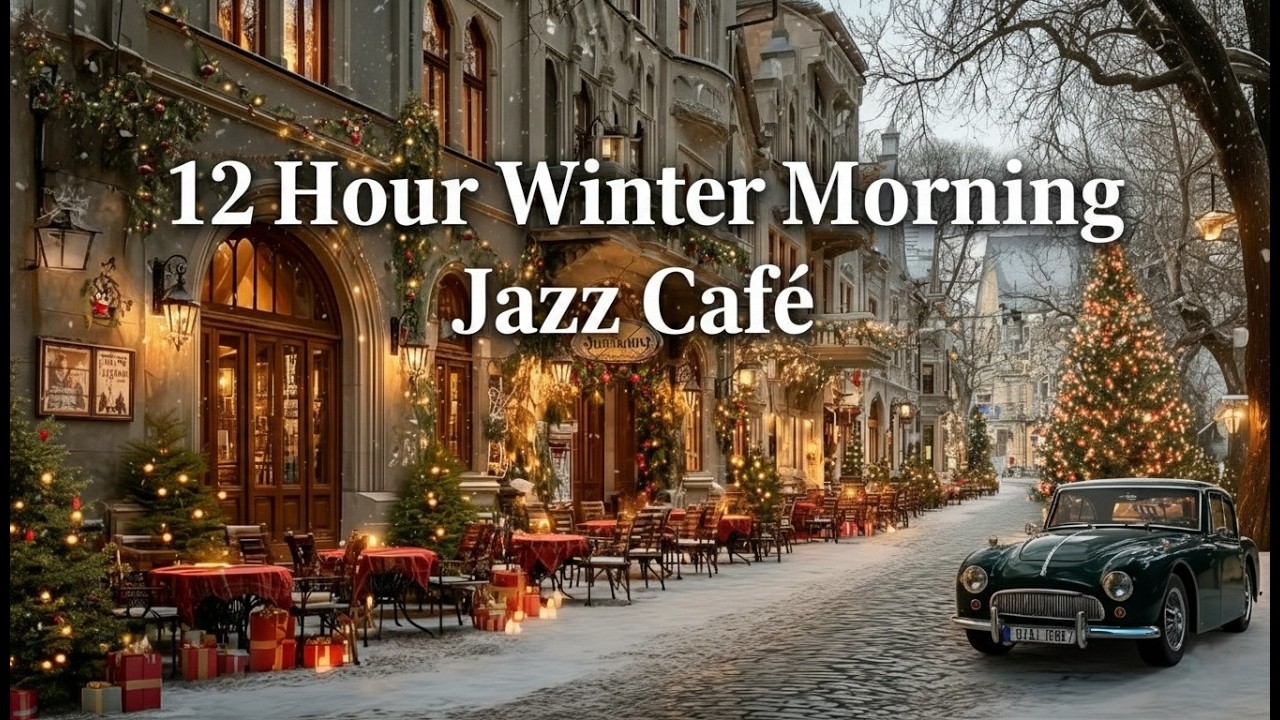 12 Часов Зимнее Утро Jazz Café ☕ Заснеженная Европейская Улица · Сон & Фокус | 4K