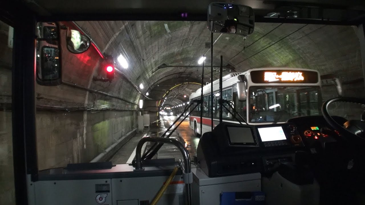 【前面展望】関電トンネル電気バス　扇沢駅　→　黒部ダム駅【立山黒部アルペンルート】