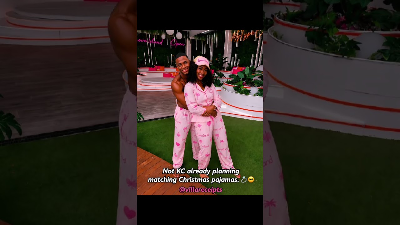 KC Chandler & Aniya Harvey in matching Christmas Pajamas. Love Island USA Winners 🏆🏆