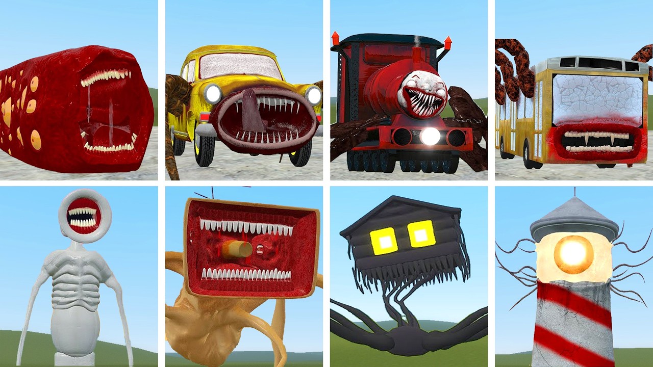TRAIN EATER, CAR EATER, CHOO CHOO CHARLES, SIREN HEAD, MEGAHORN, HOUSE HEAD in Garry's Mod!