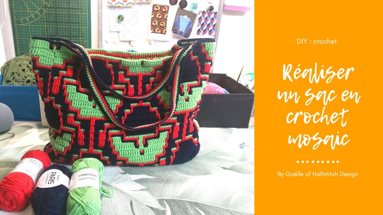 Comment faire un sac en Crochet Mosaic / how to make a bag using mosaic crochet