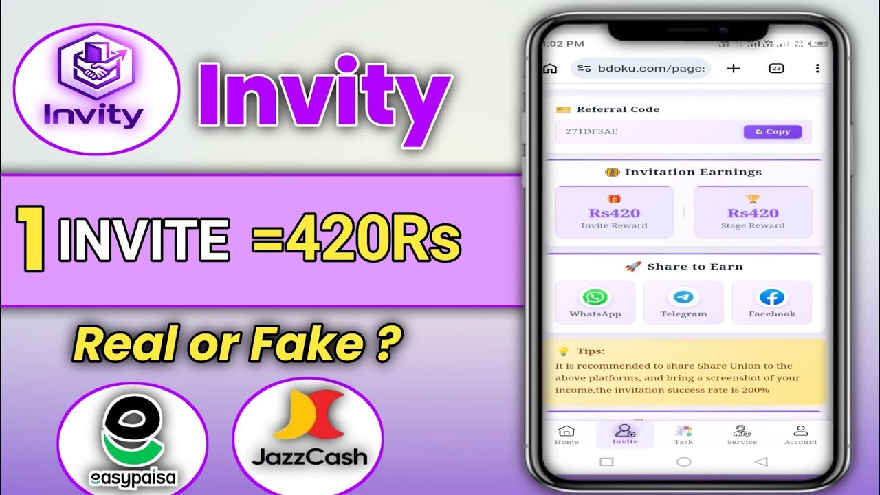 Invity Earning Website Review | 1 Referral = 420 PKR? Real or Fake | Full Guide