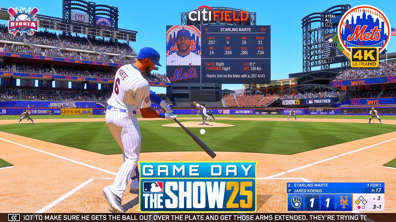 MLB The Show 25 Milwaukee Brewers vs New York Mets - Gameplay PS5 4K 60fps