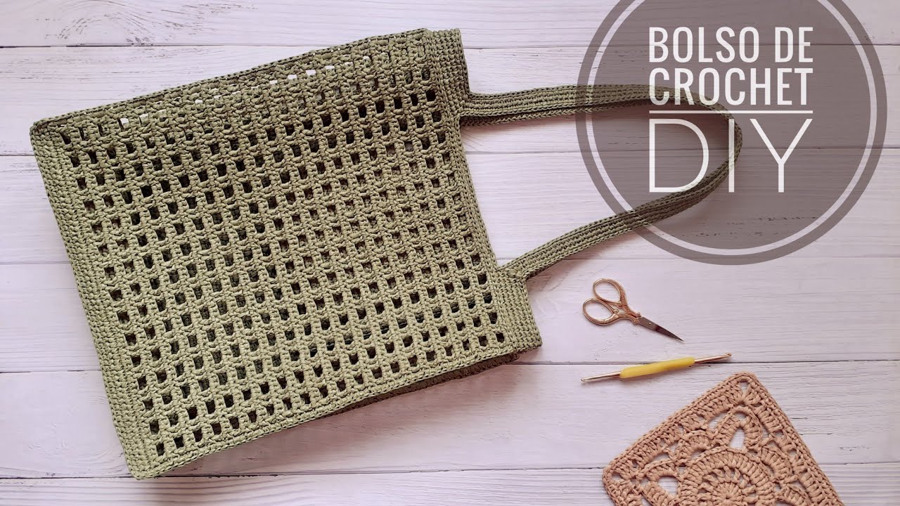 Bolso de ganchillo, crochet, tejido con raffia. F&aacute;cil, paso a paso. DIY handmade bag.