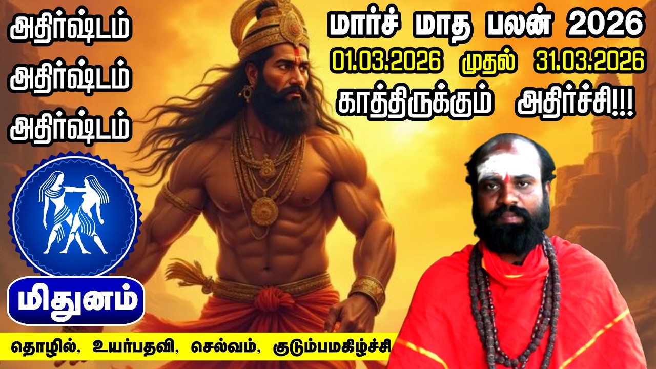 மிதுனம் மார்ச் மாத ராசி பலன் 2026 | Mithunam March 2026 Rasi Palan Tamil | Gemini Horoscope