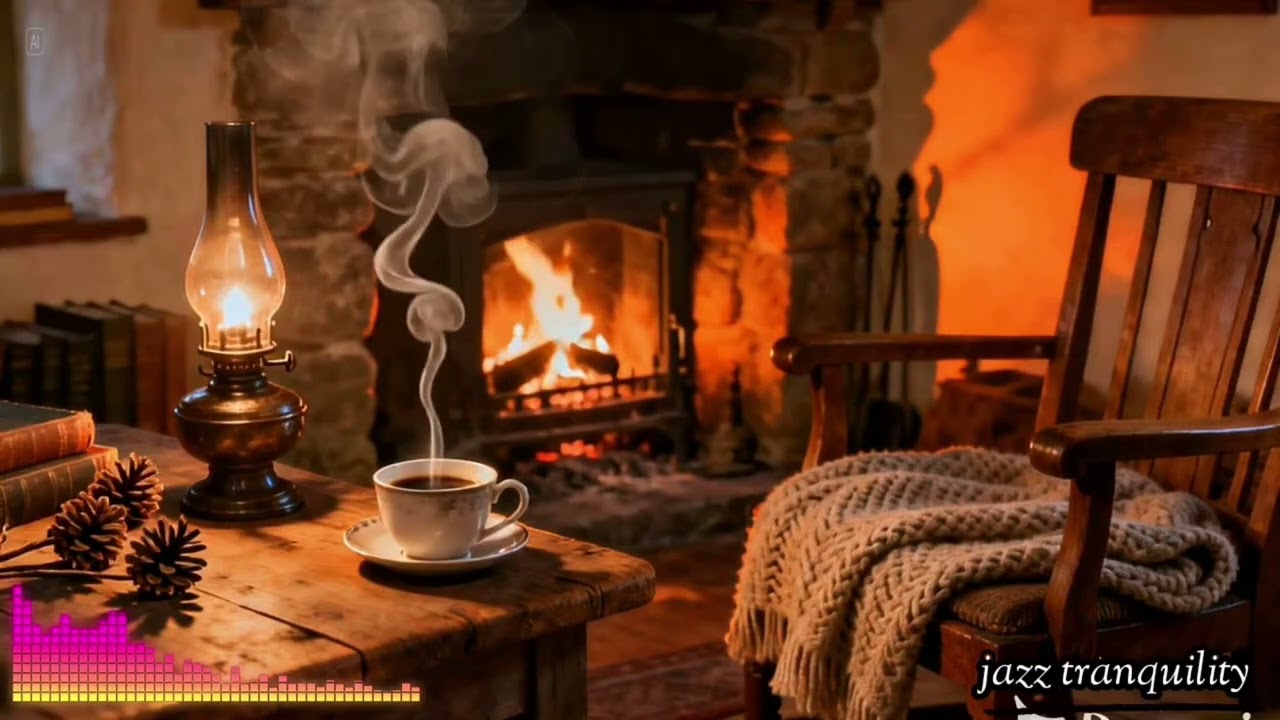 Warm Fireplace Jazz Piano  Peaceful Relaxing Music for Study & Rest