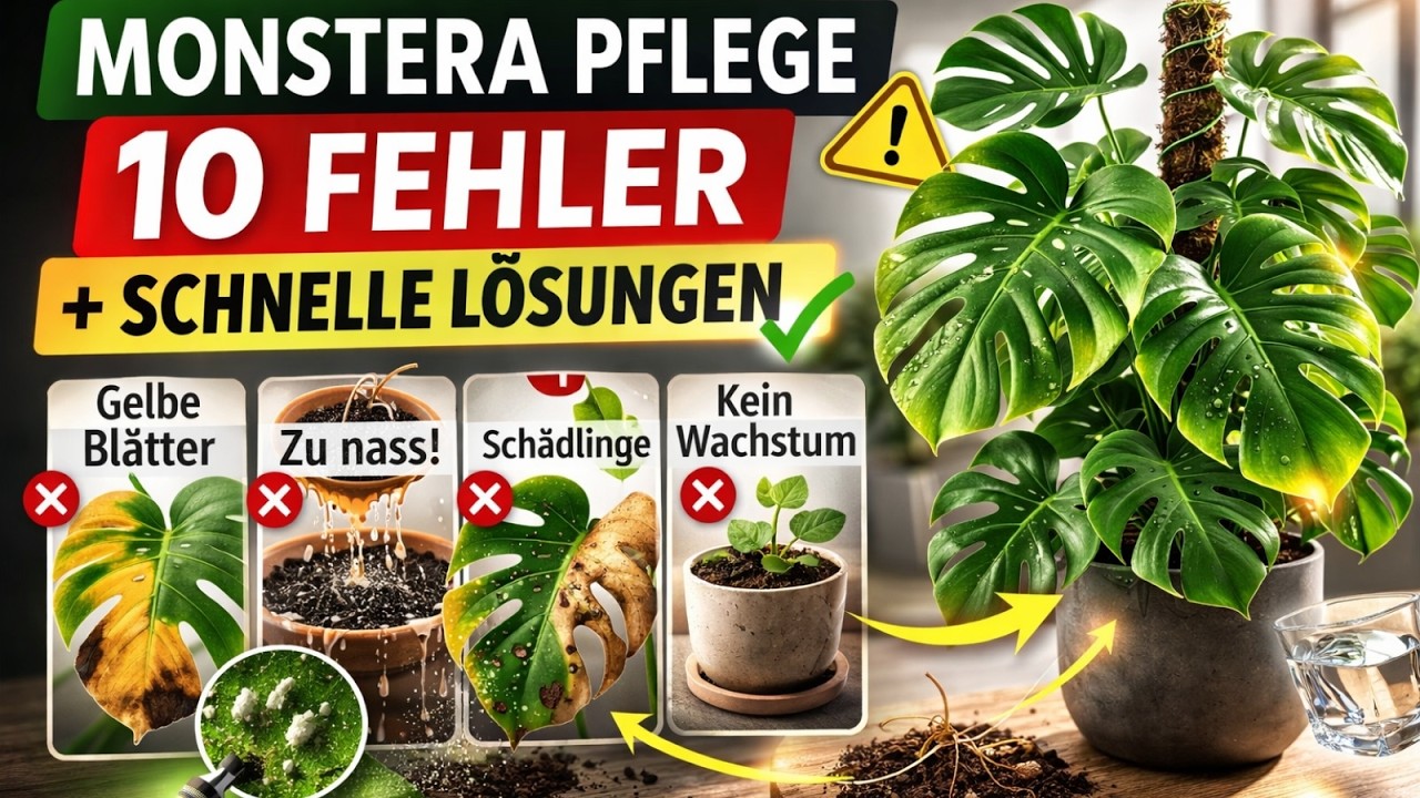 Monstera richtig pflegen: 10 Fehler, die sie krank machen (Gießen, Licht, Erde, Schädlinge)