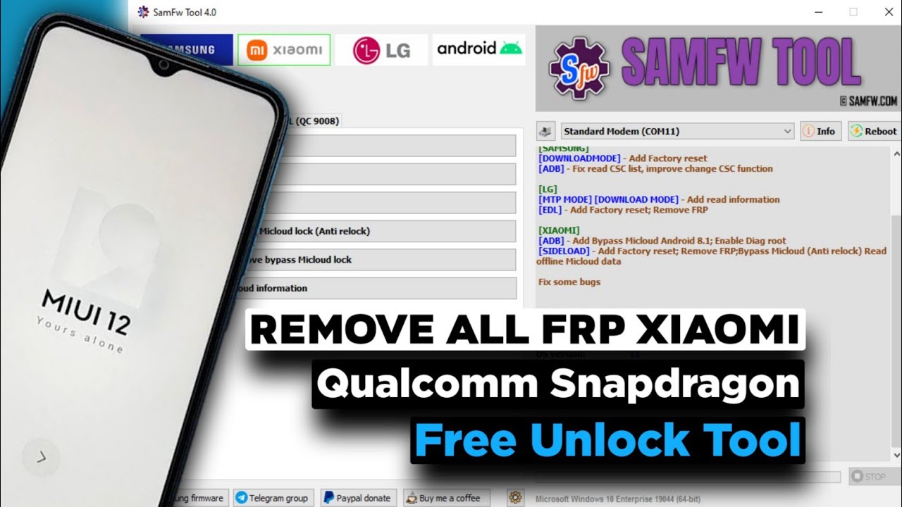 NEW FREE Tool One Click Remove FRP and Mi Account All Xiaomi Qualcomm New SamFw Latest Tool 2023