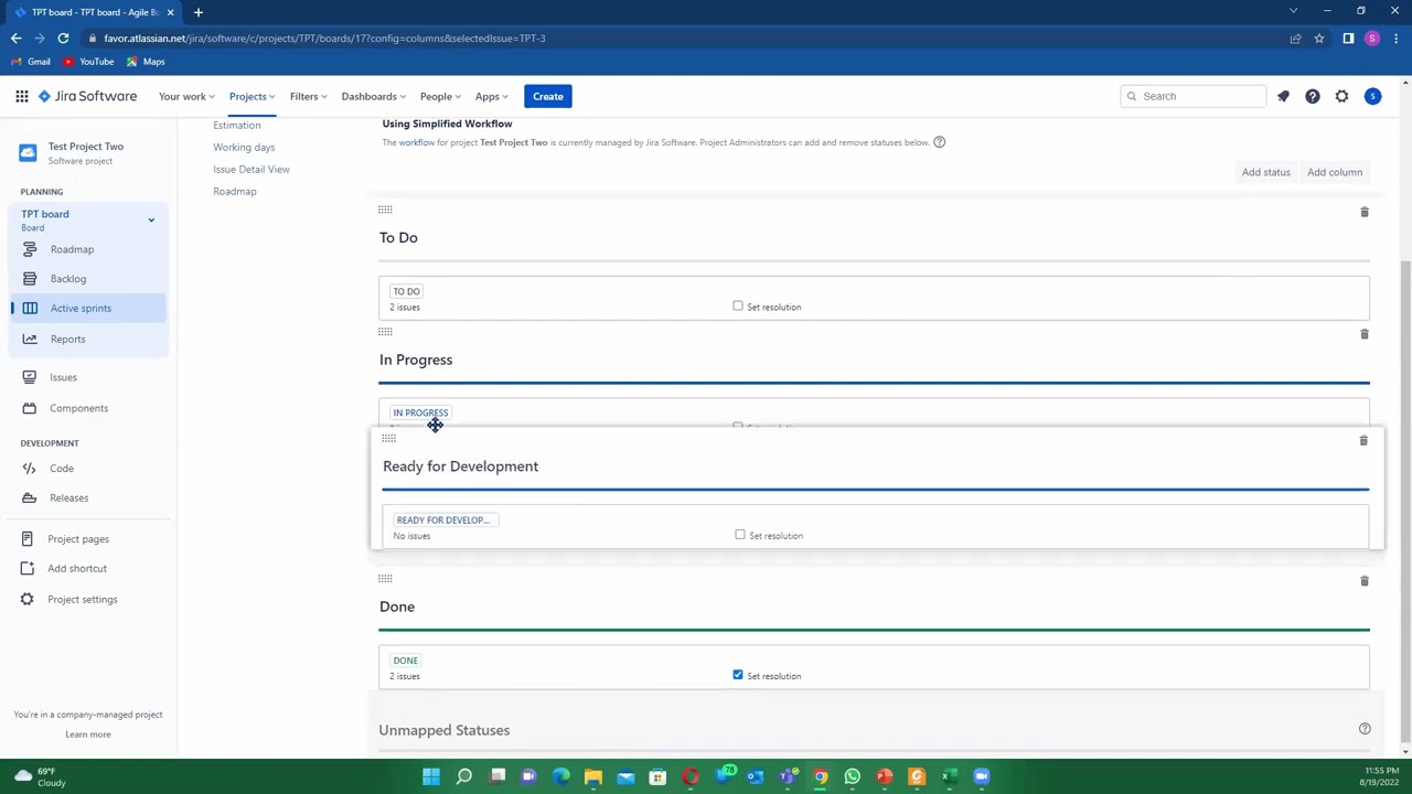 Как добавить столбцы на доску Jira
