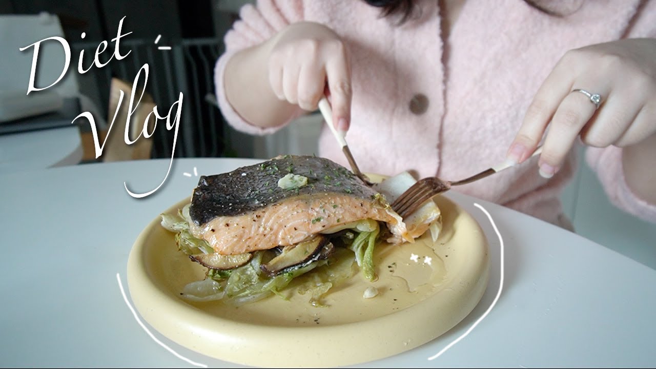 減脂餐Vlog 韓國上班族的煮飯日常ft  低卡減脂版本 韓式拌沙拉、鮭魚溫沙拉、白菜捲 l Cher is chercher