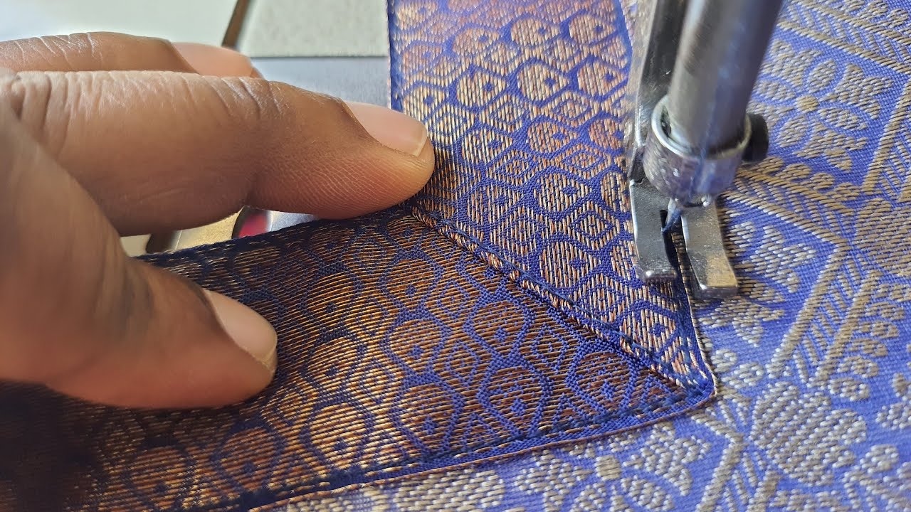 How to attach saree border to the necklines || simple Square neck border attached blouse design
