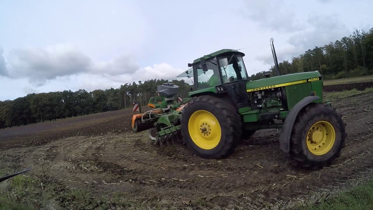 John Deere 4050 beim Stoppelsturz 2020 (sound)