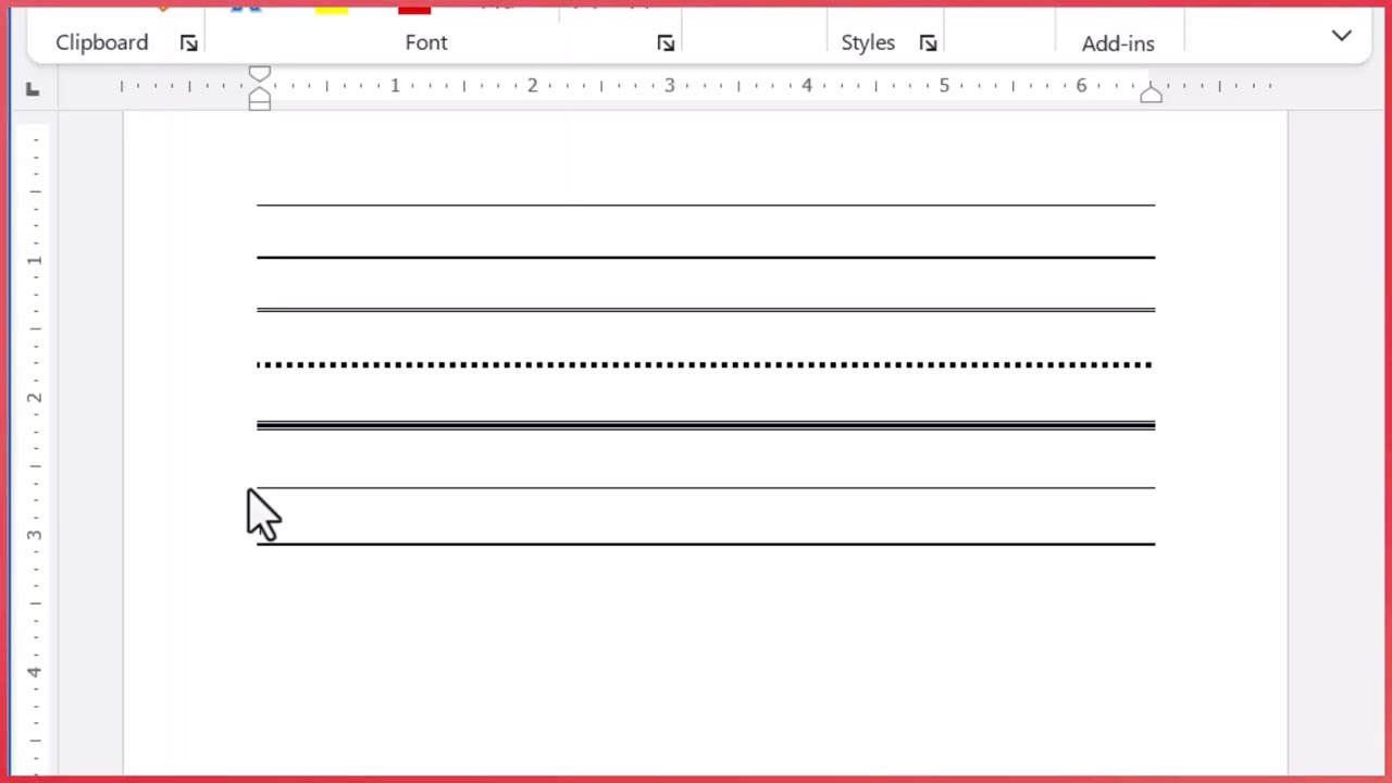 Create different types of line in MS Word